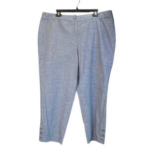 Talbots Womens 18W Blue/White Prefect Crop Pant Button Hem Summer Wear